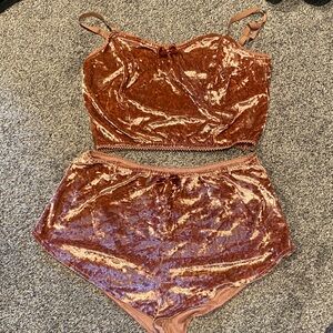 Velvet Sleepwear Set in Copper